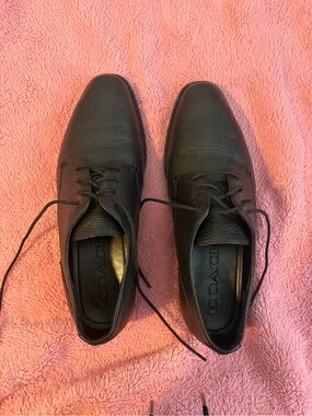Coach Black Leather Derby Lace-Up Shoes